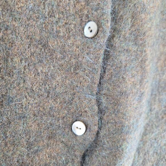 Vintage Eileen Fisher Cardigan Sweater Medium Mohair Merino Wool V-Neck Olive - Picture 4 of 9